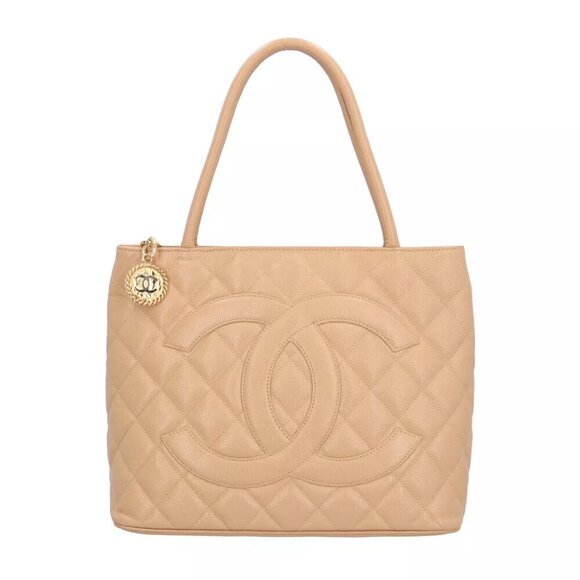 CHANEL Tote Bag A01804 Caviar skin COCO Mark Standard used - Picture 1 of 8